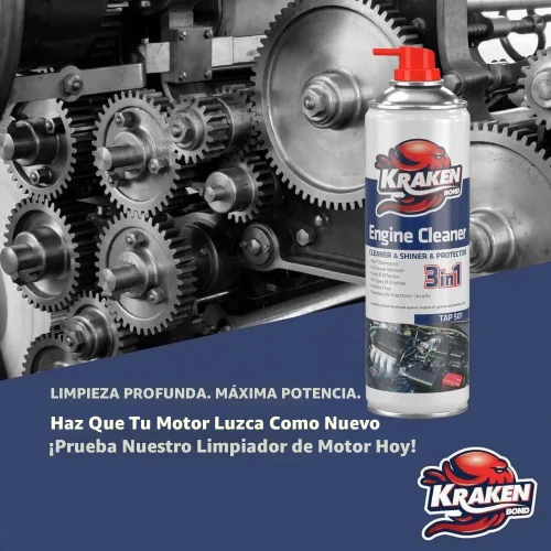 Vista 6 de KRAKEN BOND Aerosol Limpiador de Motor - (2x362.8 ml) Desengrasante para Compartimento del Motor, Sarro y Motor Pack de 2