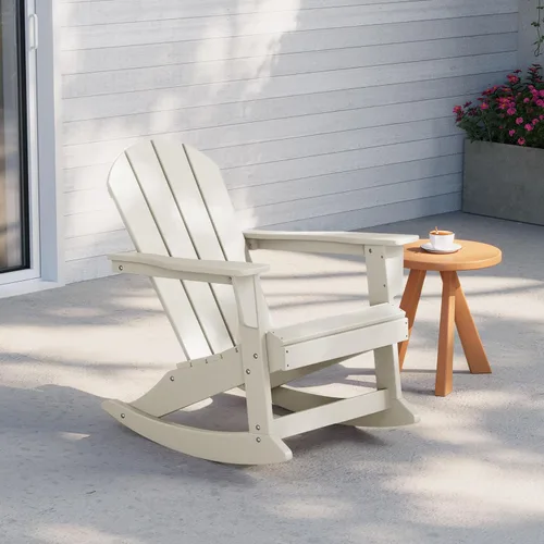 Vista 40 de WestinTrends Silla mecedora Malibu de poliéster para exterior/patio Adirondack, Negra