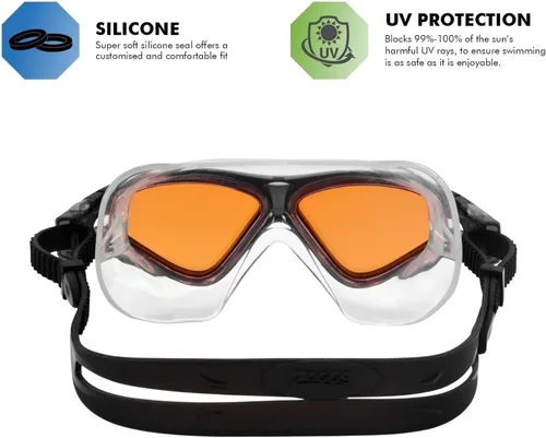 Vista 5 de Zoggs Máscara unisex de triple visión para adultos Gafas de natación con protección UV antivaho Tecnología de lente curva y correa de ajuste
