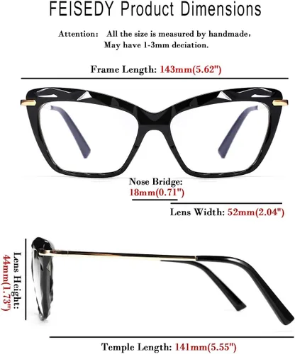 Vista 7 de FEISEDY Gafas de cristal con montura de ojo de gato con bloqueo de luz azul para computadora B2500