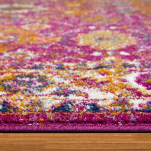 Vista 11 de Leick Home 594234 Laraline - Alfombra rectangular vintage de medallón turco con collage de medallón fucsia desteñido, para sala de estar