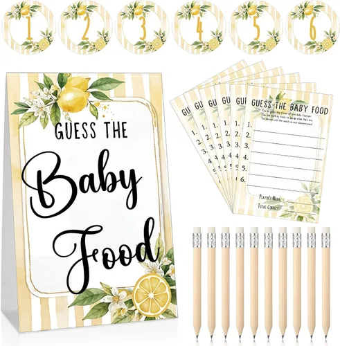 Vista 9 de Jutom Juego de 67 piezas para baby shower, Boho Guess The Baby Food Game