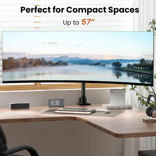 Vista 2 de Bracito para monitor ultra ancho resistente de 24-57'' - Montura de aluminio para monitor individual, soporta hasta 59.4 libras, soporte de Negro