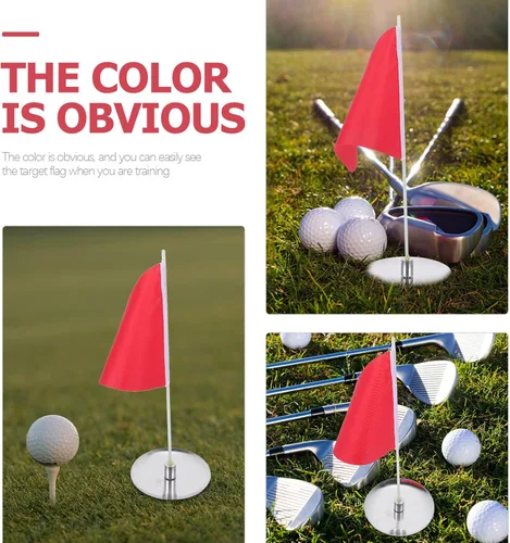 Vista 2 de BESPORTBLE Juego de banderas y tazas de palos de golf, mini taza de golf y banderas para poner golf de repuesto verde, copa de agujero para palo
