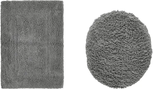 Vista 280 de Better Trends - Juego de 2 alfombras de baño 100% algodón, extra suaves, con borlas, de 17" x 24", alfombra de baño superabsorbente y reversible