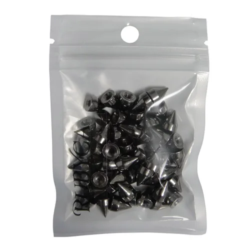Vista 6 de RUBYCA 50 juegos de 0.354 in color negro bronce bala cono espiga de metal tornillo trasero DIY cuero-artesanía
