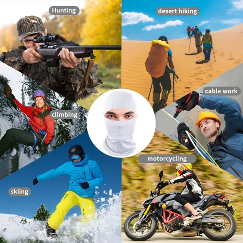 Vista 7 de Achiou - Pasamontañas, máscara facial, para hombres o mujeres, máscara de cara completa con capucha, para nieve, motocicleta, correr, clima frío