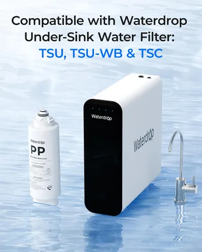 Vista 2 de Waterdrop TSPP Filtro de agua para debajo del fregadero de sedimentos, reemplazo TSU-W Sistema de filtro de agua ultrafiltración de 3 etapas
