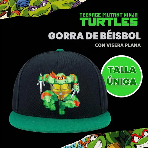 Vista 2 de Concept One Unisex Adult Teenage Mutant Ninja Turtles Baseball Cap, TMNT Adult Skater Snapback Baseball Hat with Flat Brim Negro