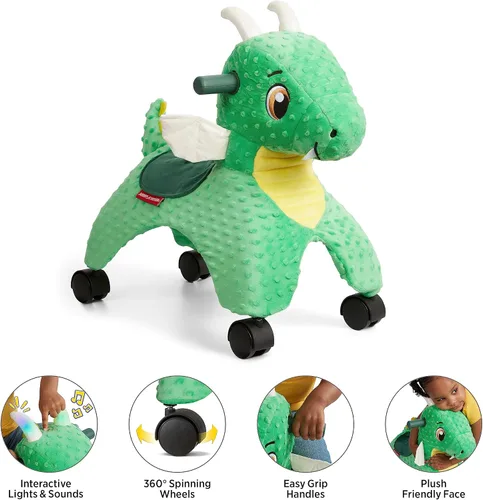 Vista 2 de Radio Flyer Juguete de Montar de Peluche para Niños Pequeños – Juguete de Montar Rodante Suave y Acolchado para Niños de 1–3 Años, Juguete de Empuje