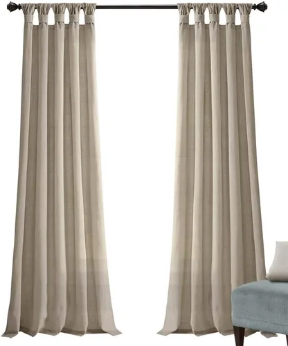 Vista 11 de Lush Decor Par de cortinas de ventana con solapas anudadas de yute, 45" x 84", azul