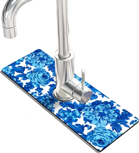 Vista 29 de Tapete protector contra salpicaduras para grifo de fregadero de cocina - 2 piezas, tapete súper absorbente de secado rápido, accesorios