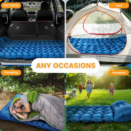 Vista 9 de Colchoneta para dormir, almohadilla de dormir compacta para acampar con almohada bomba de pie integrada, colchoneta inflable para viajes
