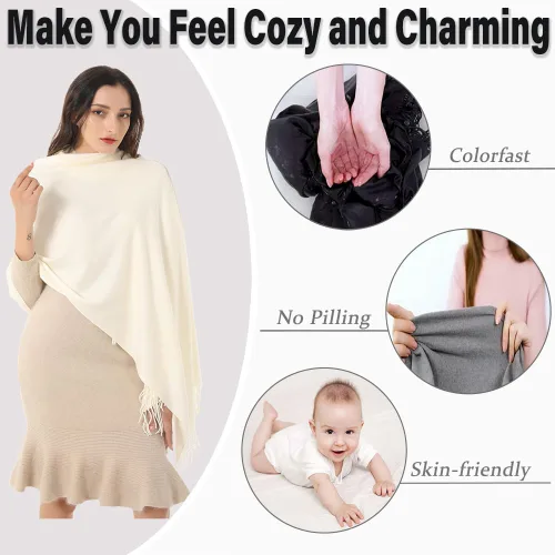 Vista 3 de Gomust Bufanda tipo pashmina para mujer, ideal para regalo de boda, Navidad, cumpleaños, estola grande y suave