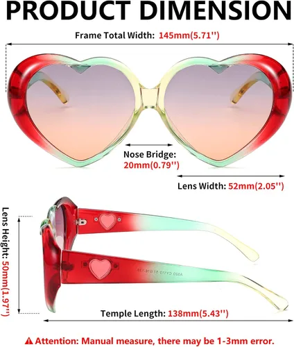 Vista 7 de FEISEDY Gafas de sol con forma de corazón de amor para mujer, gafas retro de estilo lindo B2341