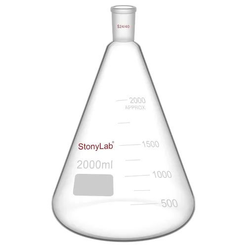 Vista 11 de StonyLab Frasco Erlenmeyer de vidrio 24/40, frasco de pared pesado de vidrio borosilicato con junta exterior cónica estándar 24/40, 1.7 fl oz