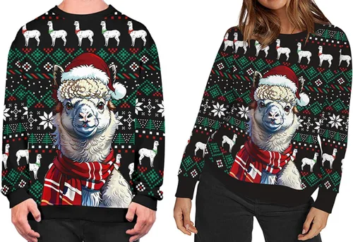 Vista 5 de Roevite Sudaderas de Navidad unisex con estampado 3D y cuello redondo, manga larga, suelta, suéter de Navidad