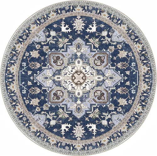 Vista 254 de OPPODREAM Alfombras suaves, pequeñas y lavables con parte trasera antideslizante, alfombra de cachemira sintética de pelo bajo, 2 x 3 pies, azul