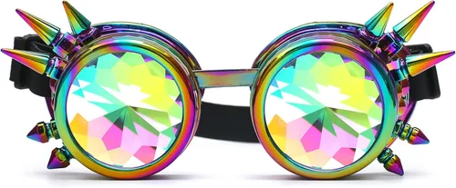 Vista 18 de Anteojos para fiesta con lentes de cristal diseño de caleidoscopio/arco iris. Entrega en 3-5 días. Crystal Lenses, Ideal for Cosplay,Rave,Costume