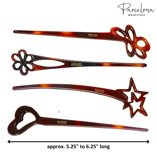 Vista 6 de Parcelona French Lavish - Juego de 4 palillos de celuloide para el pelo de moño grande para mujer