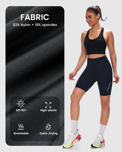 Vista 3 de Sportneer Pantalones cortos de ciclismo acolchados para mujer, pantalones cortos de ciclismo para mujer, acolchado de gel 4D para bicicleta