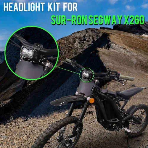 Vista 2 de Kit de faros motoparty para Sur-Ron Segway X260, combinación de luces Spot/Flood de 6000-6500K en blanco transparente, accesorios para barras