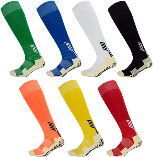 Vista 2 de Calcetines deportivos unisex gruesos hasta la rodilla con puntos de goma para espinilleras de béisbol/fútbol/fútbol