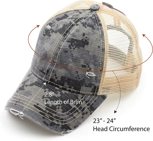 Vista 3 de C.C Exclusives Hatsandscarf - Gorra de béisbol ajustable con estampado de camuflaje de algodón desgastado lavado (BT-15)