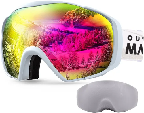 Vista 35 de OutdoorMaster - Gafas de esquí con cubierta, antivaho OTG para nieve/snowboard La cubierta integrada ayuda a proteger la lente, con ajuste OTG