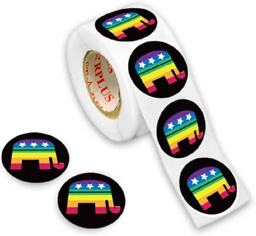 Vista 2 de Pegatinas de bandera bisexual para el mes del orgullo - Venta al por mayor Bi-Pride en un rollo (2 rollos - 500 calcomanías)