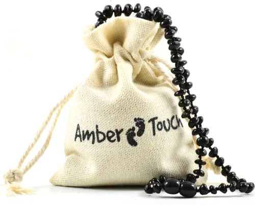Vista 3 de Collar de ámbar báltico (13 pulgadas) – Ámbar báltico auténtico certificado (negro), Ámbar báltico, Ámbar