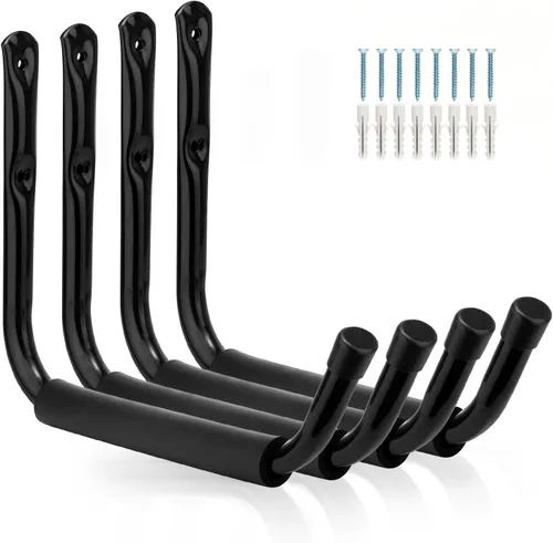 Vista 11 de Ganchos de almacenamiento de garaje y jardín, colgador de brazo jumbo resistente, ganchos de escalera de 9.5 pulgadas para sillas plegables
