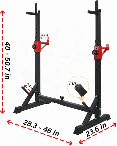 Vista 2 de BESTHLS Adjustable Squat Rack Stand with Barbell Rack, Weight Plate Holder, J Hooks,Dip Bar Station for Bench Press Strength Training Max Load