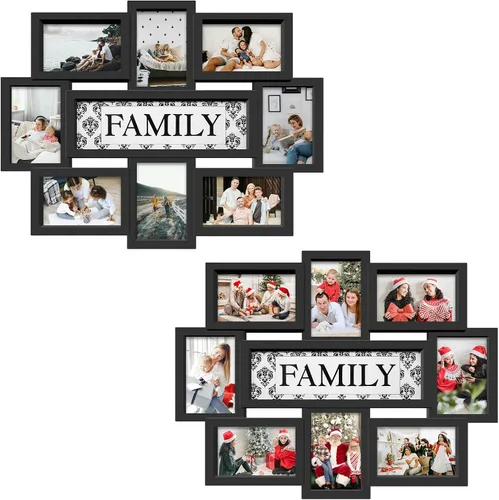 Vista 11 de Jerry & Maggie Marco de fotos familiar de 8 aperturas de 4 x 6 marcos para decoración de pared familiar, marcos de fotos de PVC para galería