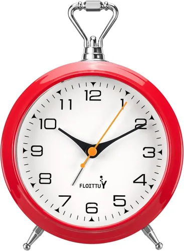 Vista 9 de FLOITTUY Reloj despertador de metal analógico retro antiguo de 4.5 pulgadas, funciona con pilas, reloj de noche silencioso, reloj vintage colgante