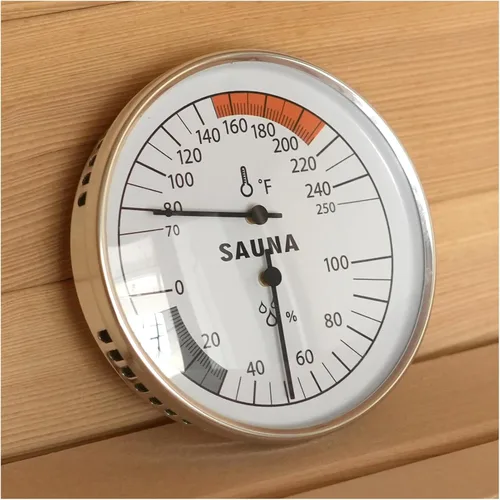 Vista 7 de Termómetro de sauna en Fahrenheit, termómetro higrómetro de sauna 2 en 1, medidor preciso de temperatura y humedad para saunas, accesorios de sauna