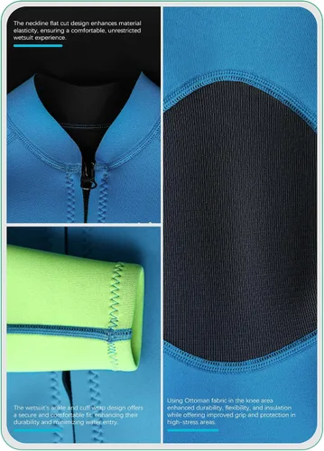 Vista 5 de Hevto Traje de neopreno para niños y niñas, jóvenes, 3/2 mm, trajes completos de neopreno para aguas frías, para natación, surf, buceo