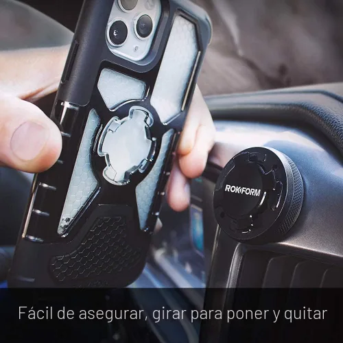 Vista 5 de Rokform - Soporte para teléfono con carcasa, soporte de salpicadero de aluminio seguro para coche y camión, se adhiere a cualquier superficie plana