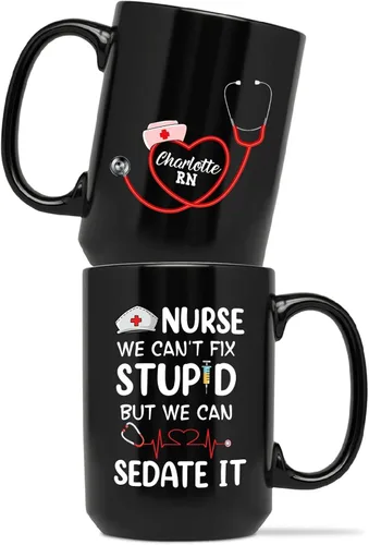 Vista 17 de Taza personalizada con texto en inglés «A Truly Great Nurse Is Hard To Find Difficult To Part With And Impossible to Forget », taza de café Taza