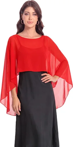 Vista 9 de Baoqiya Women's Shawls and Wraps for Evening Dresses Chiffon Cape verde ( Bean Green )