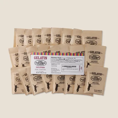 Vista 4 de Polvo de gelatina de ternera, sin sabor, 24 paquetes Paquetes de papel de una sola porción de ½ oz (2 cucharadas ea)
