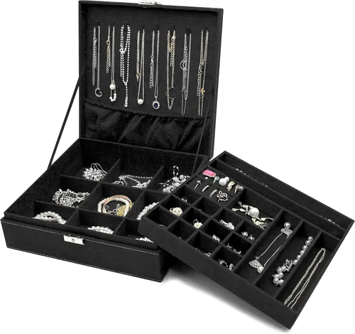 Vista 5 de ProCase Estuche organizador de joyas de viaje para mujeres y niñas, paquete con joyero organizador para mujeres y niñas