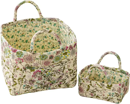 Vista 14 de vctops Paquete de 2 cestas de almacenamiento acolchadas de tela bohemia floral (Floral G)