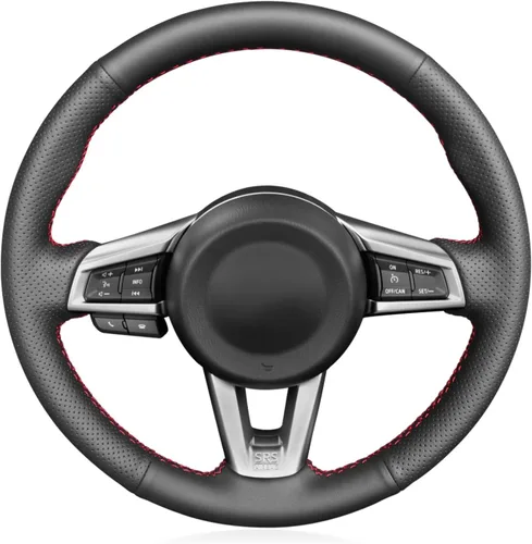 Vista 9 de MEWANT Funda para volante de automóvil para Mazda MX-5 2016-2019 personalizada con costuras a mano Custom Fit for Mazda MX-5 2016-2019 Hand-Stitch