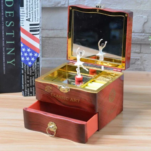 Vista 3 de Forart - Caja de música giratoria con diseño de bailarina y espejo para regalo