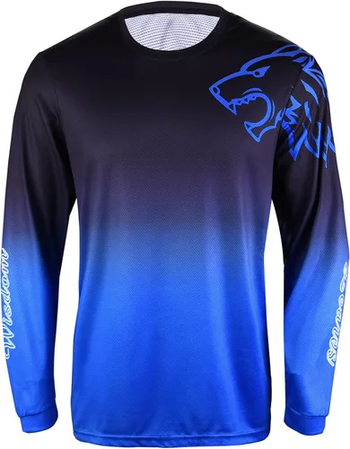 Vista 3 de Camisetas de ciclismo de montaña para hombre, manga larga, MTB Off-Road Motocross Jersey de secado rápido y absorbe la humedad