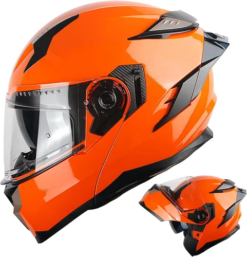 Vista 20 de 1Storm - Casco modular de cara completa para moto, certificado DOT, para adultos, doble visera abatible con escudo interior para sol y lista