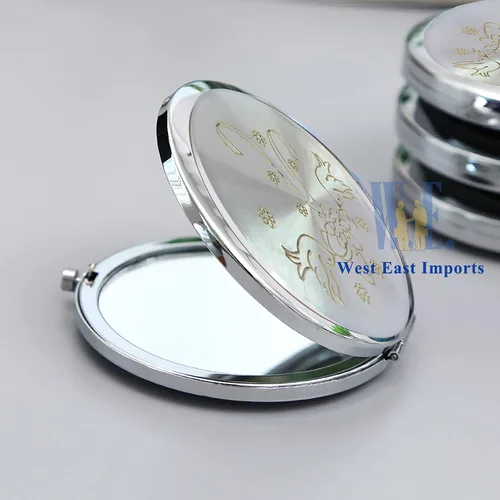 Vista 4 de Favores de boda (12 piezas) personalizado grabado láser de despedida de soltera, decoración de mesa de compromiso espejo compacto