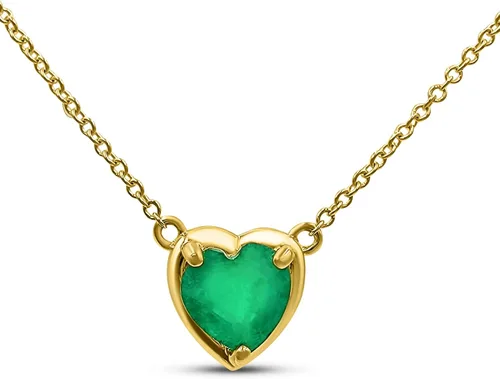 Vista 21 de 18K Solid Yellow Gold Genuine Gemstone Choker Necklace, 15 inches Chain Pendant Dainty Necklace gift for her