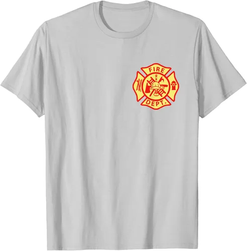 Vista 45 de Camiseta con logotipo de bomberos con símbolo de bombero, Negro